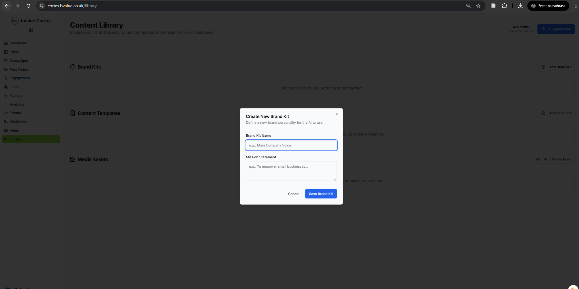 Centralized content and brand asset library